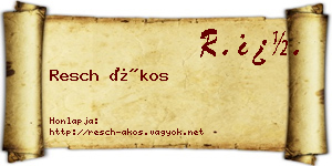 Resch Ákos névjegykártya